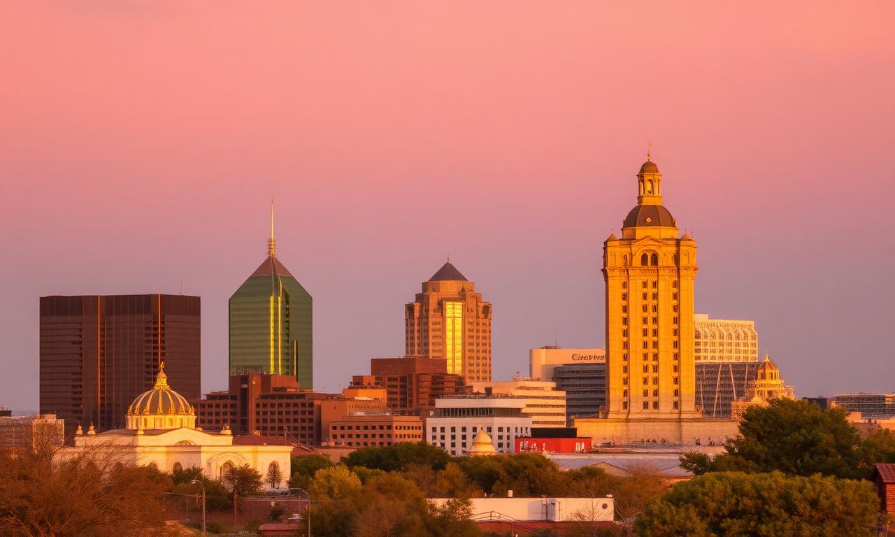 San Antonio, TX downtown skyline at golden hour